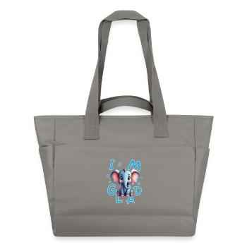 Cute and cheerful elephant with positive message - Water-Repellent Padded Bag - grey - Front