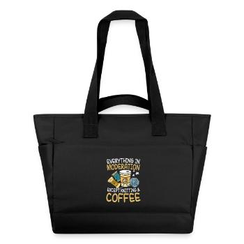 everything in moderation excep knitting and coffee - Wasserabweisende Padded Bag - Schwarz - Vorne
