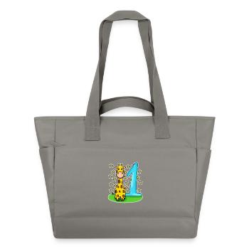 Zahl 1 Nummer Eins - Giraffe Motiv - Wasserabweisende Padded Bag - Grau - Vorne