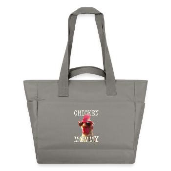 Poulet Maman Poulet Maman Femme du fermier Poules Fête des mères - Sac matelassé déperlant - gris - Devant
