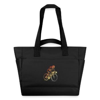 Rétro femme cycliste dessin au trait - Sac matelassé déperlant - noir - Devant