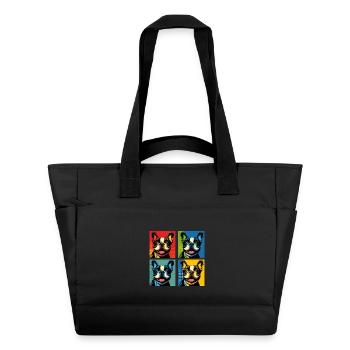 Frenchie Pop Art Bulles, Crêpe, Chonk, Grignotage - Sac matelassé déperlant - noir - Devant