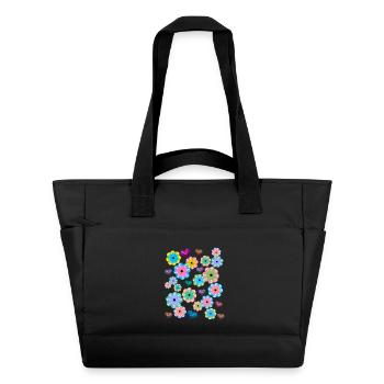 Printemps Début Printemps Fleurs Fleur Coeur Coeurs - Sac matelassé déperlant - noir - Devant