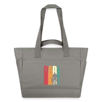 Dad Hoch 2 Vater Tochter Sohn Retro Vatertag - Wasserabweisende Padded Bag - Grau - Vorne
