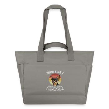 Playful Chihuahua with Retro Sunset - Water-Repellent Padded Bag - grey - Front