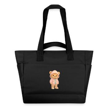Cute Hoodie Bear - Water-Repellent Padded Bag - black - Front
