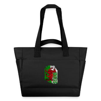 Vertikale walisische Flagge, walisischer Stolz - Wasserabweisende Padded Bag - Schwarz - Vorne