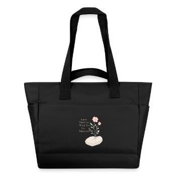 Motif floral inspirant - Espoir et force - Sac matelassé déperlant - noir - Devant