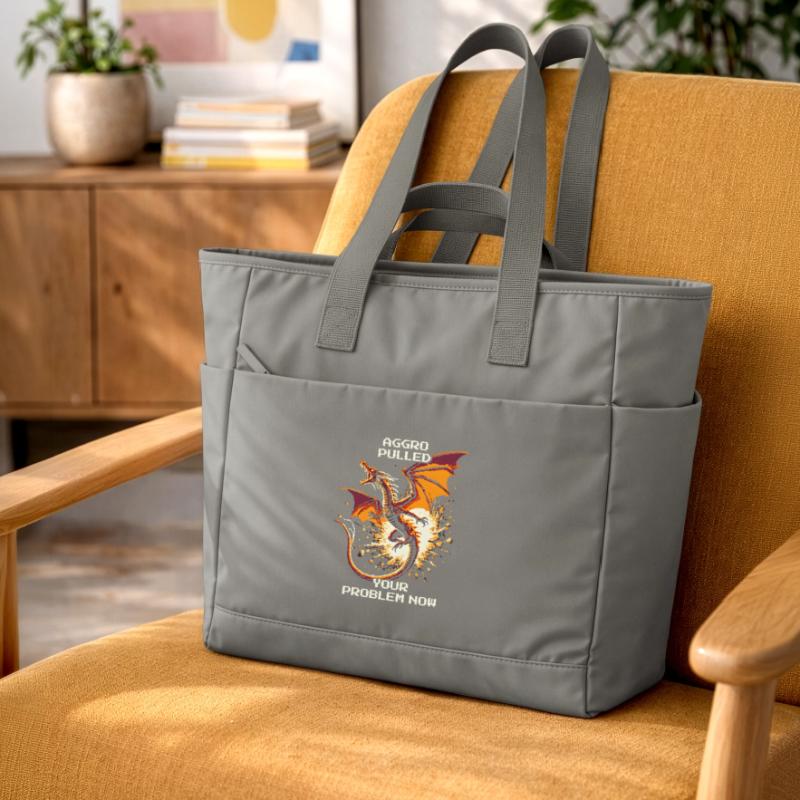 Aggro pulled – your problem | Dragon Pixel Art Water-Repellent Padded Bag