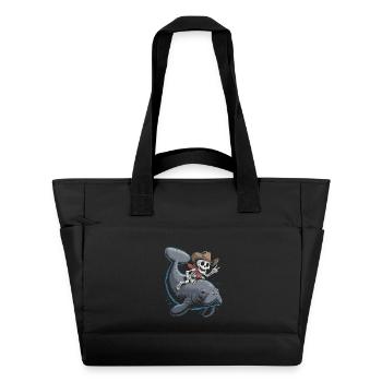 Skelett Cowboy reitet Seekuh - Wasserabweisende Padded Bag - Schwarz - Vorne