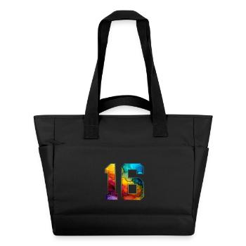 NR. 16 NUMMER 16 COLLEGE 16. GEBURTSTAG - Wasserabweisende Padded Bag - Schwarz - Vorne