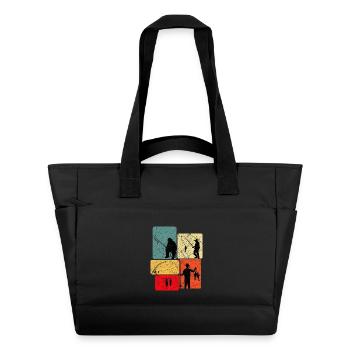 Fishing Silhouettes Retro Look - Water-Repellent Padded Bag - black - Front