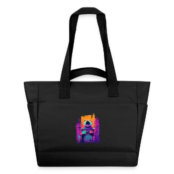 Wild Cat à la batterie - Motif pour musiciens de rock - Sac matelassé déperlant - noir - Devant