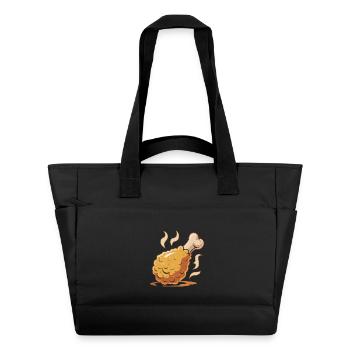 Knuspriges Hähnchenbein Cartoon - Wasserabweisende Padded Bag - Schwarz - Vorne