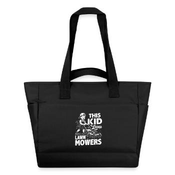 Ce gamin adore les tondeuses à gazon - Sac matelassé déperlant - noir - Devant