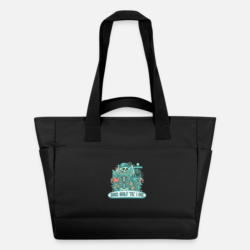 Disc Golf Til I Die Skeleton Lustiger Disc-Golfer - Wasserabweisende Padded Bag - Schwarz