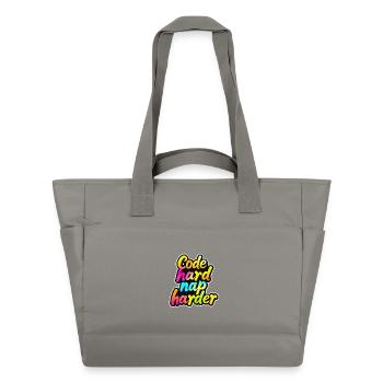 Code Hard Nap Harder Funny Programmer Tee - Water-Repellent Padded Bag - grey - Front