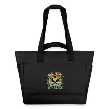 I Beat People with A Stick Funny Lacrosse - Water-Repellent Padded Bag - black - Front