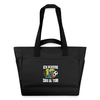 I Shoot 12th Goal Funny 12th Birthday Football - Water-Repellent Padded Bag - black - Front