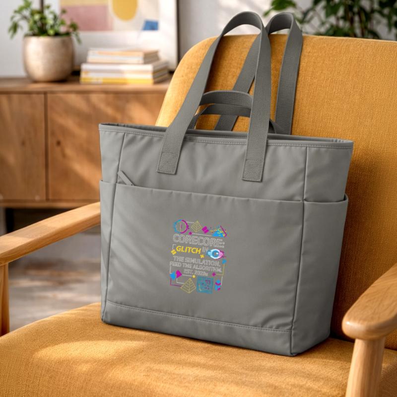 Corecore Glitch Simulation Algorithm Collage Water-Repellent Padded Bag