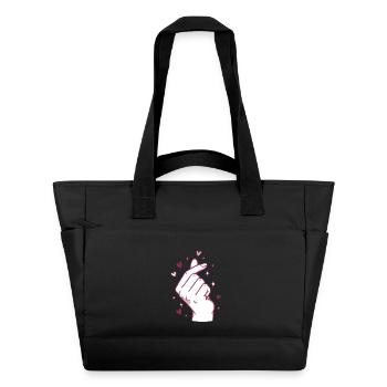 Kpop Musique coréenne Doigts mignons Cœur Amour Corée - Sac matelassé déperlant - noir - Devant