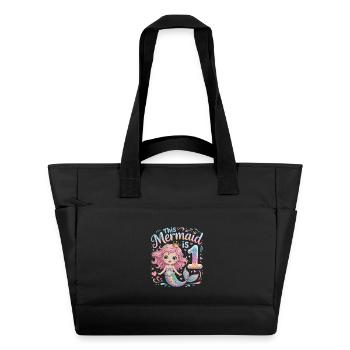 Mermaid 1st Birthday 1 Year - Water-Repellent Padded Bag - black - Front