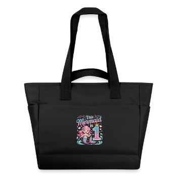 Mermaid 1st Birthday 1 Year - Water-Repellent Padded Bag - black - Front