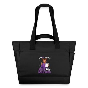 Just a girl who loves anime and draws afro - Water-Repellent Padded Bag - black - Front
