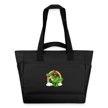 Bigfoot Riding T-Rex Dinosaur Rainbow - Water-Repellent Padded Bag - black - Front