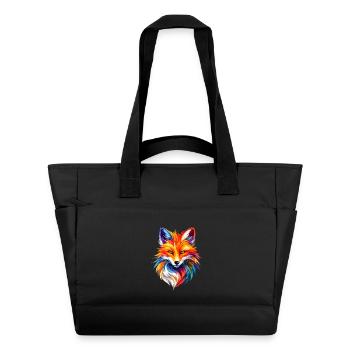 Colorful Fox Polygon Design – Modern Fox Art - Water-Repellent Padded Bag - black - Front