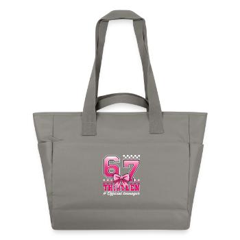 13th Birthday Shirt Funny Meme 67 Birthday 13 - Water-Repellent Padded Bag - grey - Front