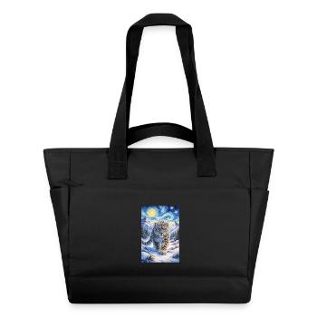 Schneeleopard im Sternenwald - Wasserabweisende Padded Bag - Schwarz - Vorne