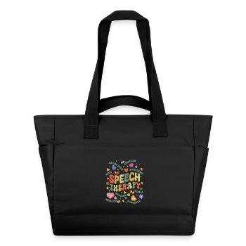 Speech Therapy Groovy SLP Therapist Retro Vintage - Water-Repellent Padded Bag - black - Front