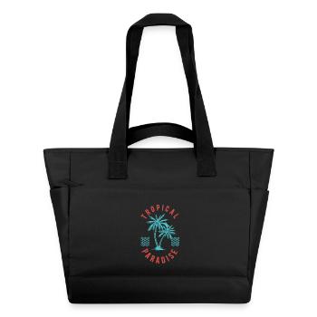 Tropical Paradise Retro Palm Badge - Water-Repellent Padded Bag - black - Front