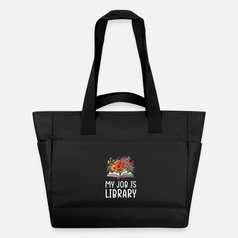 Design de la bibliothèque Book Blossoms - Sac matelassé déperlant - noir