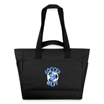 9 YEARS FOOTBALLER NUMBER 9 FOOTBALL 9TH BIRTHDAY - Water-Repellent Padded Bag - black - Front