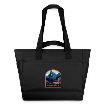 Illustration emblematic view of Grenoble - Water-Repellent Padded Bag - black - Front