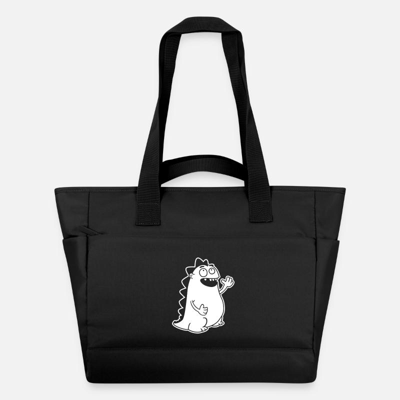 Ondulation de dinosaures – kawaii, dessin animé et joie primitive - Sac matelassé déperlant - noir