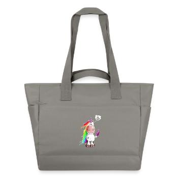 Einhorn grinst sich ein ab - Wasserabweisende Padded Bag - Grau - Vorne
