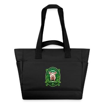 Glücksschwein mit Kleeblätter - Wasserabweisende Padded Bag - Schwarz - Vorne