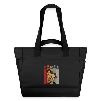 Pferd Motiv Pferdemotiv Retro Vintage Look Horse - Wasserabweisende Padded Bag - Schwarz - Vorne