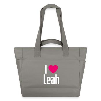 I Love Leah Pinkes Herz Ich liebe Leah - Wasserabweisende Padded Bag - Grau - Vorne