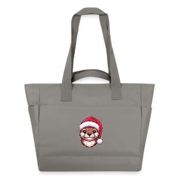 Magie de la loutre de Noël - Design festif - Sac matelassé déperlant - gris - Devant