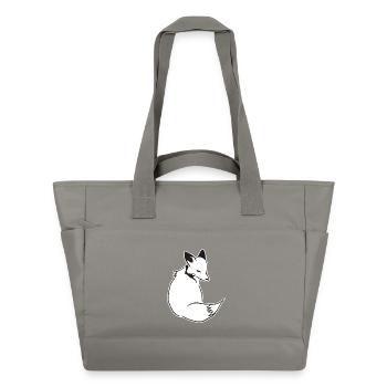 Fuchs Comic: Schlau, Foxy & Manga Style - Wasserabweisende Padded Bag - Grau - Vorne