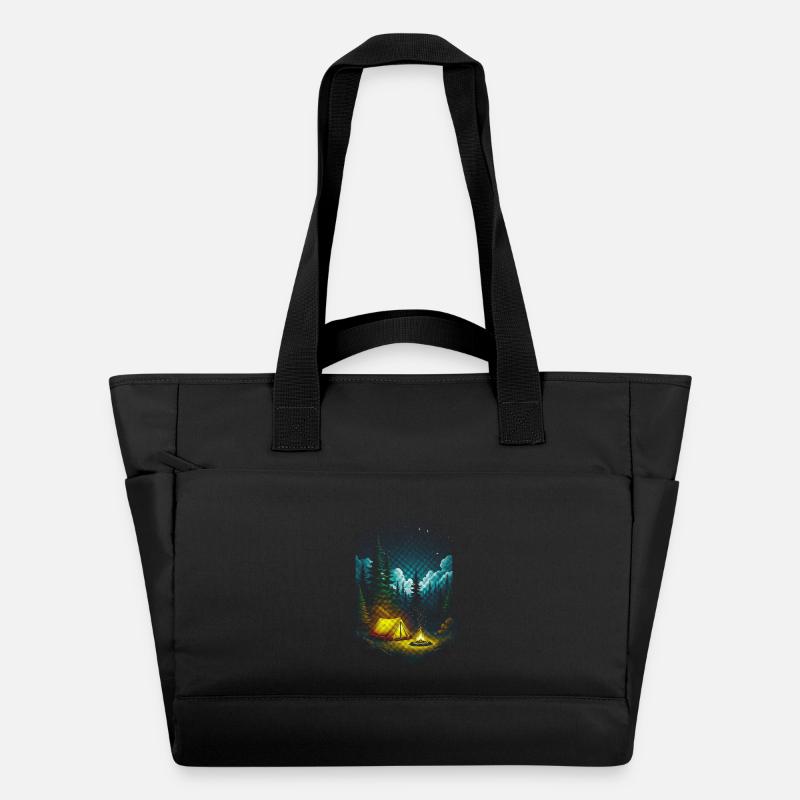Starry Night Campfire Forest Scene - Water-Repellent Padded Bag - black