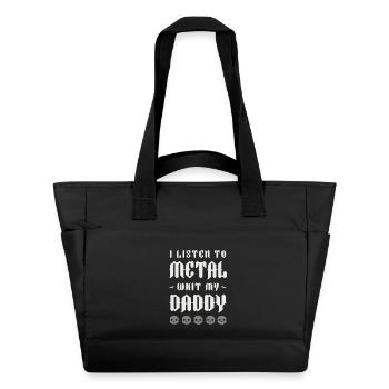 I listen to metal with daddy baby Rock music metal - Water-Repellent Padded Bag - black - Front