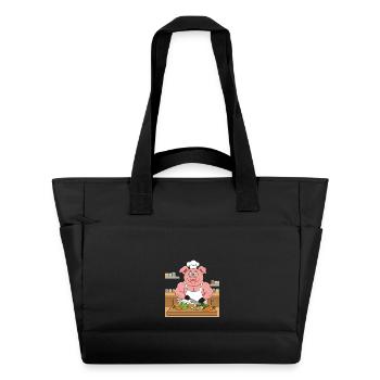 Muscular pig chopping salad - Water-Repellent Padded Bag - black - Front