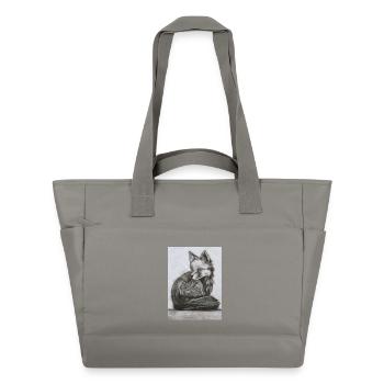 Fuchs im Wald – detailreiche Aquarell Illustration - Wasserabweisende Padded Bag - Grau - Vorne