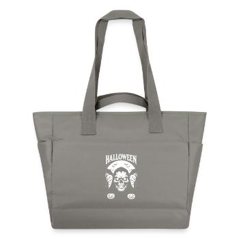 Halloween Totenkopf im Kapuzenstil - Wasserabweisende Padded Bag - Grau - Vorne