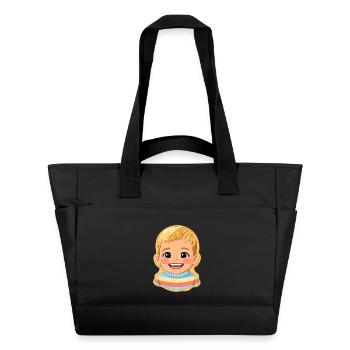 Biscuit motif cheerful child with colorful sweater - Water-Repellent Padded Bag - black - Front
